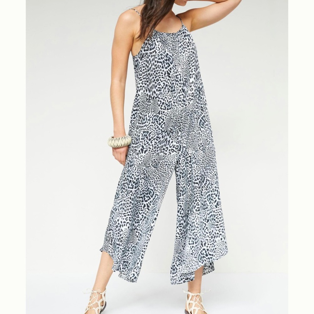 Anthropology Black and White Cheetah JumpSuit